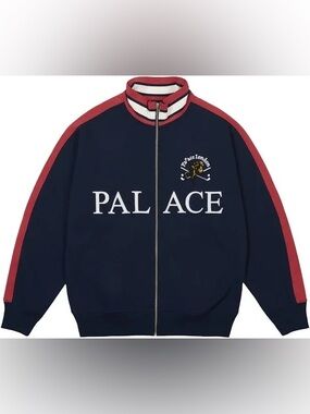 PALACE Geezer Zip Funnel "Navy" Size XL Team Logo Full Zip Warm Up Jacket SS25